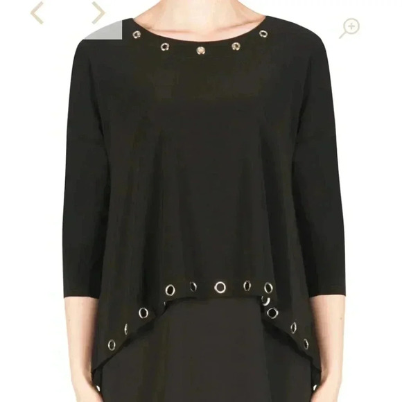 Joseph Ribkoff Black Grommet top Sz 8 - Picture 1 of 8